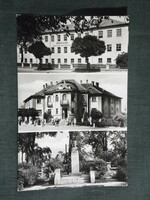 Képeslap, Dorog, mozaik,leányiskola,tanácsháza,vöröscsillag,Petőfi szobor,1960