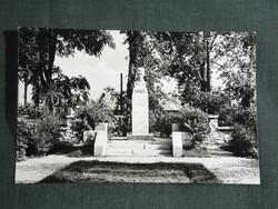 Képeslap, Dorog,Petőfi szobor emlékmű látkép,1960