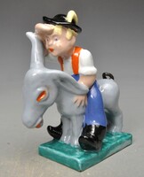 Komlós korai Art Deco nagy méretű  fiu a szamáron  .jelzett.  1931-1935 Nyiregyháza.