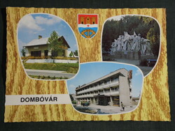 Képeslap,Dombóvár, mozaik,Gunaras büfé,étterem,hotel, Kossuth szoborcsoport,1980-