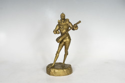 Massere - Zenélő Pierrot  aranyozott bronz figura (24-1334)