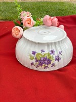 24.5 cm  Gyönyörű  Zsolnay Ibolyás virágos porcelán pogácsástál tál pörköltes levesestál nosztalgia