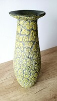 Nagyon ritka, különleges, magyar, iparművészi, zsugormázas kerámia váza, 34 cm