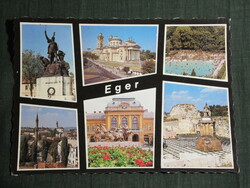 Képeslap, Eger,mozaik,templom,Bazilika,Minaret,látkép,részletek,vár múzeum,strand, 1991-