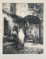 Eastern Street Scene, Etching
