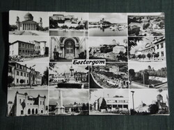 Képeslap, Esztergom,mozaik,Bazilika,városháza,posta,templom,vár látkép részlet, 1967-