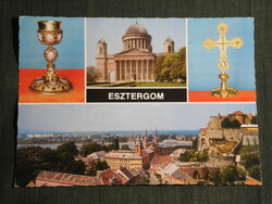 Képeslap, Esztergom,mozaik, Bazilika,templom, vár, kegytárgyak, részlet,látkép, 1984-