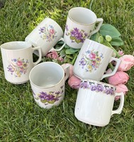 Régi porcelán retro Zsolnay  kakaós virágos ibolyás bögre bögrék  régiség nosztalgia