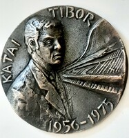 'Kátai Tibor 1956-1975' egyoldalas bronz emlékérem (113mm)  patina