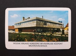 Kártyanaptár 1982 - Mozaik Áruház, Mezőkovácsháza, ÁFÉSZ feliratos retró, régi zsebnaptár