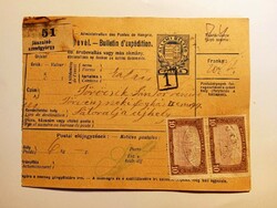 V0426  - JÁSZALSÓSZENTGYÖRGY - csomagszállító  1921  - Sátoraljaújhely  - Törőcsik Sándor - Fogház