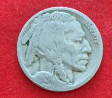 RITKA évszám! 1928. Buffalo/indián fej Iron Tail törzsfőnök 5 cent USA (1384)