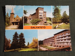 Képeslap, Galyatető, mozaik,templom,SZOT üdülő szálló látkép,részlet,1987-