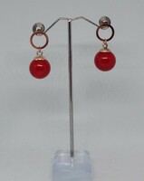 Piros nagy gyöngyös fülbevaló 422