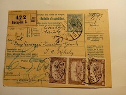 V0455 - Budapest - csomagszállító   1921  - Sátoraljaújhely  - Zemplén Megyei Keresztény Nyomda