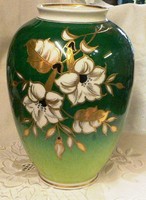 Wallendorf aranyozott porcelán öblös  váza