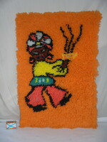 Retro suba kép, falidísz - kávé reklám baba - 80-as évek - hátulján keretezve