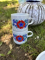 Alföldi Házgyári  menzás kakaós  virágos bögre falusi paraszti gyűjtői nosztalgia darab