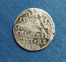 Lengyelország III. Zsigmond (Vasa) 3 Garas Trojak ezüst 1595 Riga