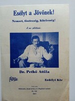 V0596  FIDESZ  választási szórólap 1990  Dr.Pethő Attila Békéscsaba  ritka