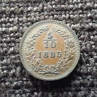 Osztrák  - Magyar  monarchia  5/10 krajcár 1885 . aUNC .