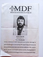 V0606 Választási szórólap 1990  MDF - Hrabovszky Pál    Békéscsaba