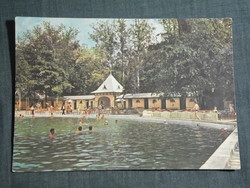 Képeslap,Harkány,Gyógyfürdő,strand fürdő,medence,kabin,öltöző épület látkép, részlet,1964-