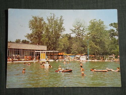 Képeslap,Harkány,Gyógyfürdő,Fedett fürdő,napozó, medence,épület látkép, részlet,1974-