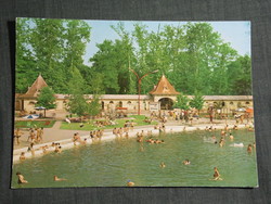 Képeslap,Harkány,Gyógyfürdő,strand fürdő,medence,épület látkép, részlet,1971-