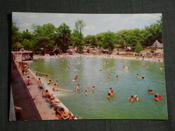 Képeslap,Harkány,Gyógyfürdő,strand fürdő,medence,kabin,öltöző épület látkép, részlet,1971-