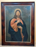 KIÁRUSÍTÁS!!!! Hatalmas antik szakrális / Krisztus festmény - Hoffer szignóval