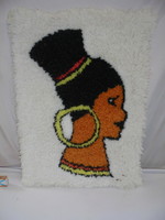 Retro suba kép, falidísz - néger női fej - 80-as évek - hátulján keretezve