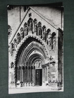 Képeslap, Ják, Bencés Apátsági templom,bejárat, kapu látkép ,részlet, 1971-