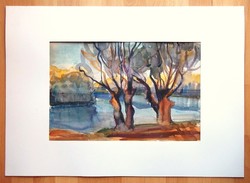 Farkas Lídia (1910-1985) - Őszi Duna-part (50x70)