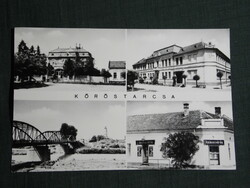 Képeslap,Köröstarcsa,mozaik,híd,halászcsárda,tanácsháza,általános iskola, 1984-