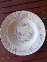 Antik francia fajansz, madaras tányérok- Longwy Canton mély- lapos, a 2db. együtt, vintage Ritka!