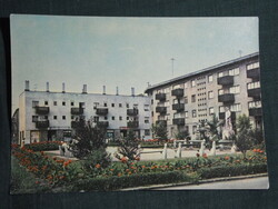 Képeslap, Komló, Petőfi tér látkép,részlet, 1964-