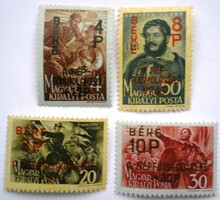 S863-6 / 1945 Béke I . - Kossuth Lajos I. bélyegsor felülnyomattal postatiszta