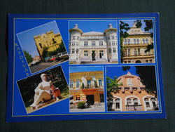 Képeslap,Kaposvár,mozaik,tanácsháza,színház,Főutca,szökőkút,szobor látkép,részlet, 2000-