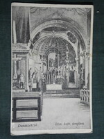 Képeslap,Dunaszekcső,Róm. kath. templom belső részlet,Haladás nyomda Pécs kiadás,1940-