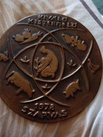 Nagyméretű emlékplakett.réz v.bronz