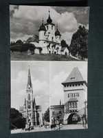 Képeslap,Kőszeg,mozaik,Kálvária,R. k. templom,Hősök kapuja,torony, látkép,részlet, 1964-