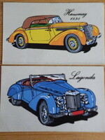 Régi 2db képeslap jellegű autós fotó - Hanomag 1938; Lagonda -