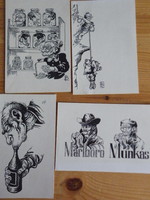 Régi karikatúra képeslapok (Balogh Lajos) karika turista rajzaival) - posta tiszta -