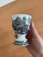 RITKA! Antik csokoládés talpas bögre, porcelán talpas pohár Schramberg Opaque