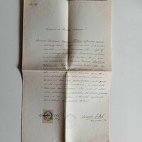 ZA494.25   Régi irat 1885 Budapest - Farkas Géza - Barbara Wallenfeld  - okmánybélyeg