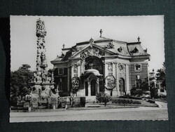 Képeslap, Kecskemét, Katona József színház, szentháromság szobor,emlékmű látkép, 1967-