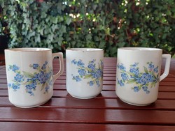Régi Zsolnay porcelán bögre 3 db!- nefelejcses-  vintage