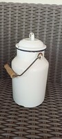 2 literes fehér Bonyhádi zománcos tejeskanna, kanna, falusi nosztalgia darab