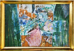 Gyula Sugár (1924 - 1991) Still Life painting titled 'Still Life' with 96x66cm, with ORIGINAL GUARANTEE!